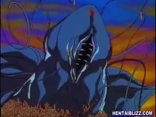 Hentai difícil groupfucked por monstro tentáculos