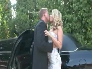 Blond slut fucked over the limo