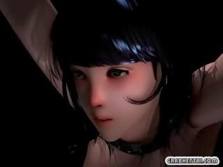 Chained 3D animated Ms fingering pussy