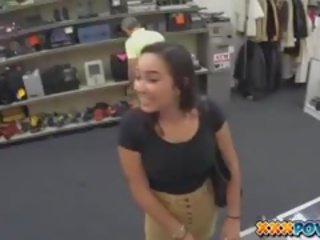 Charming College schoolgirl Flashes Her Tits In Public In A Pawn Shop