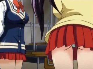 Hentai school deity cunt teased with a lick upskirt