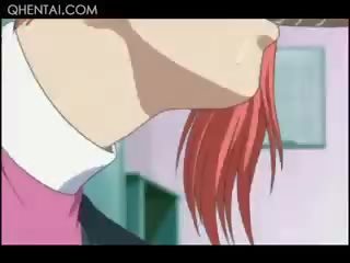 Hentai first-rate Redhead Temptress Giving Blowjob On Knees