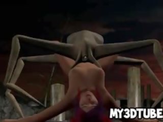3D Redhead enchantress Gets Fucked Hard By An Alien Spider