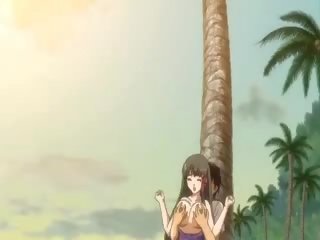 Big Ass Anime lady Squirts On The Beach