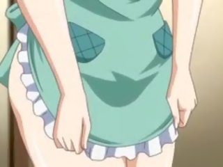 Shy Anime Doll In Apron Jumping Craving member In Bed