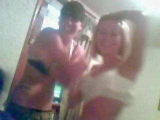 Two extraordinary drunk teens strip, fondles and kiss on webcam clip