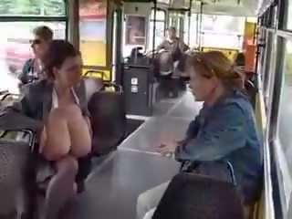 Huge Big Tits lover Milking In The Public Tram