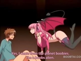 Pink haired hot hentai fairy giving tit job