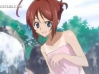 Anime sweetie izpaužas cunt un bumbulīši grabbed no viņai atpakaļ