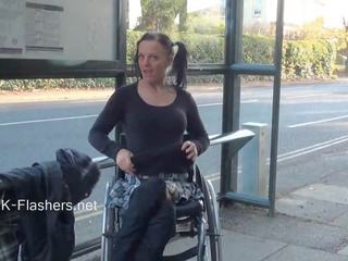 Paraprincess launch Air Exhibitionism And Flashing Wheelchair Constrained beauty Demonstrating Off super Tits And Trimmed Vulva In Public