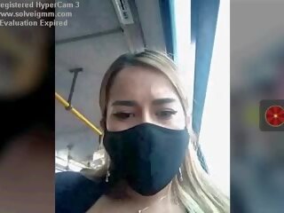 Young female on a Bus films Her Tits Risky, Free dirty film 76