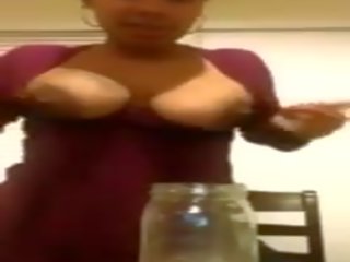 Ebony teenager Milking Her Big Black Tits, dirty video 00