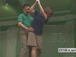 Ondertiteld japans golf schommel erectie demonstration