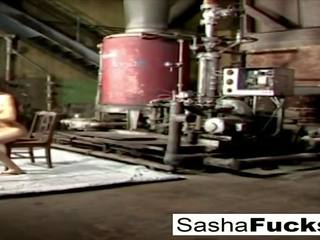 Voluptuous Sasha lives out her fantasies in the boiler room