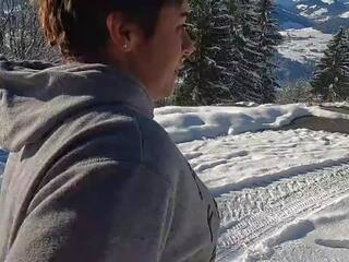 Snow Bunny Piss Desperation Austrian Mountain View: x rated clip 58